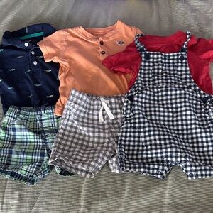 Toddlers' Summer Outfit Set of 3- Plaid and Solid Colors